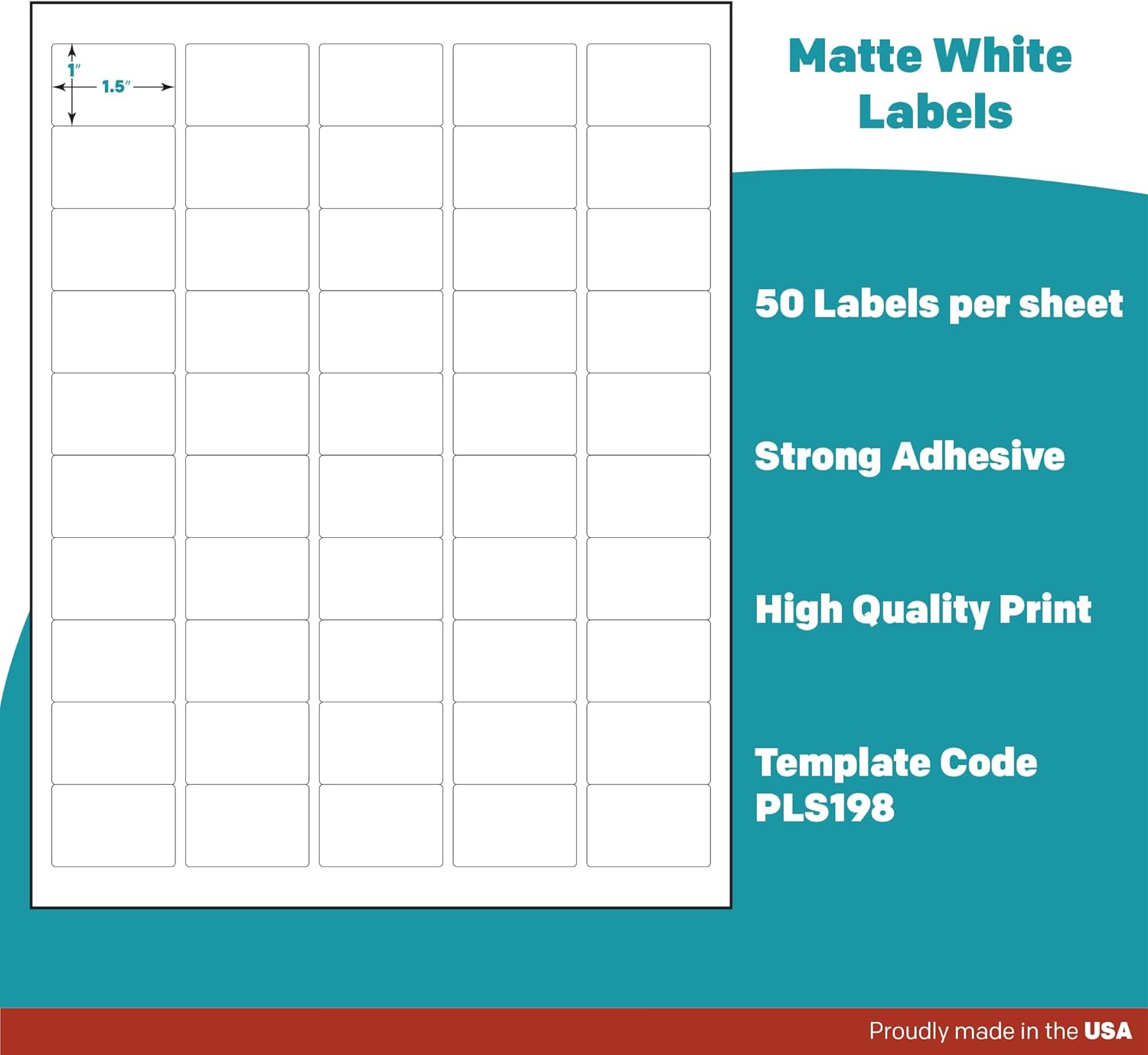 Premium Label Supply White Sticker Barcode Labels – 1.5" x 1" – Laser/Inkjet Compatible – (50 per Sheet), 25 Sheets – 1250 Total Adhesive Labels - Image 4