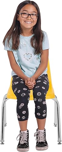 Miniatura 457 de Factory Direct Partners 10355-BL Silla escolar apilable de 10 pulgadas, asiento apilable para estudiantes con patas de acero cromado y rodamientos