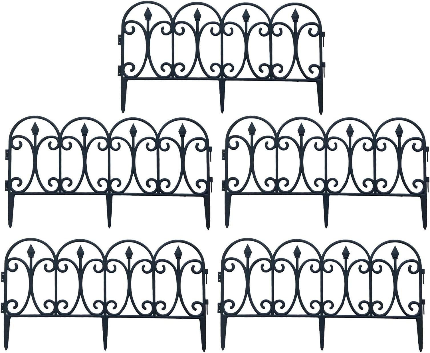 blessvt Garden Fence Landscape Wire Border, Patio Fences Flower Bed Fencing,Plant Bordering Lawn Edging Fence For Patio Backyard Barrier Section Panels Decor Set Of 5