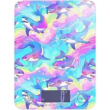 MNSRUU Food Kitchen Scale, Cute Anime Sharks Swimming in Rainbow Waters Digital Food Scale, Kitchen Scales Digital Weight Scale for Food Ounces and Grams