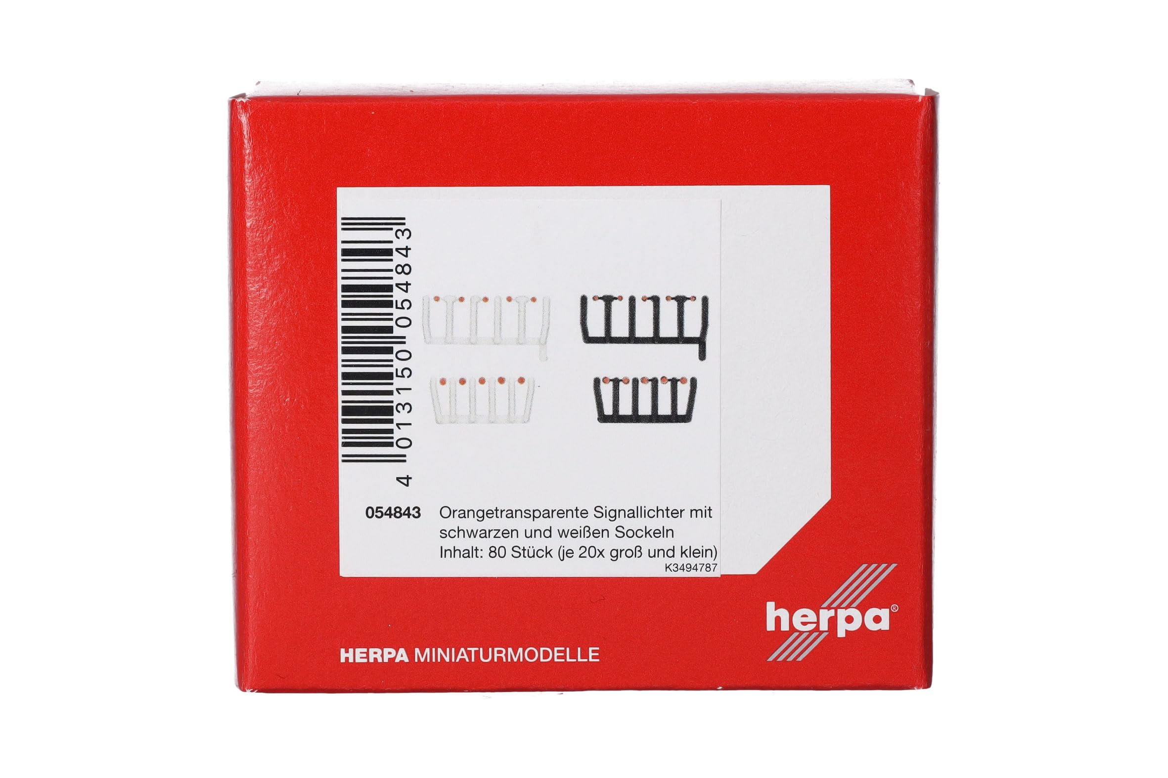 herpa Accessoire 80 Feux de signalisation Orange Transparent avec socles Noirs et Blancs, 20 Grands et 20 Petits, à l'échelle 1:87, modèle Miniature, Plastique