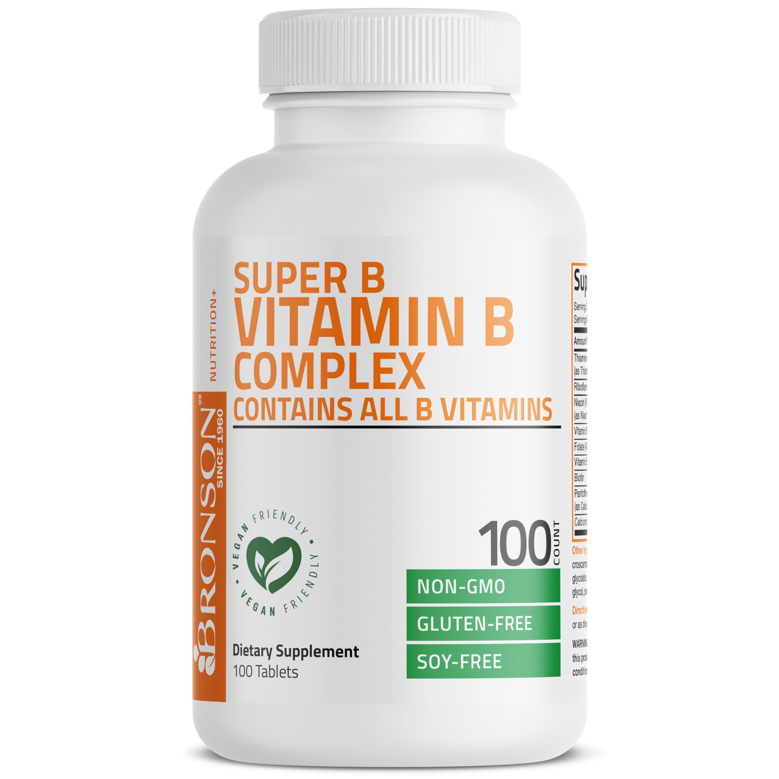Bronson Super B Vitamin B Complex Energy & Nerve Support, 100 Tablets — Amazon image 3