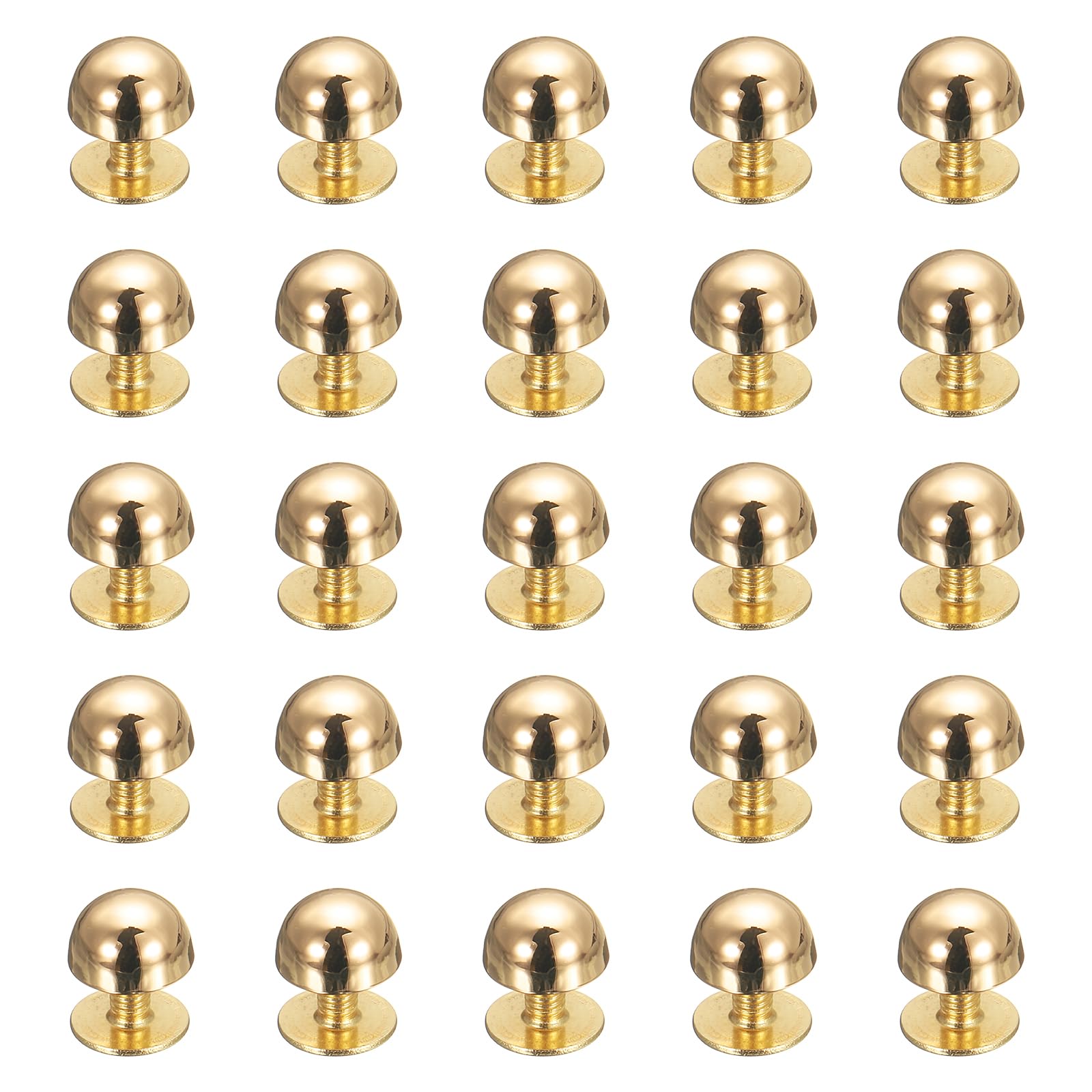 Rivets ronds en métal doré 8 mm uxcell pour customisation cuir et sacs | Lot de 25