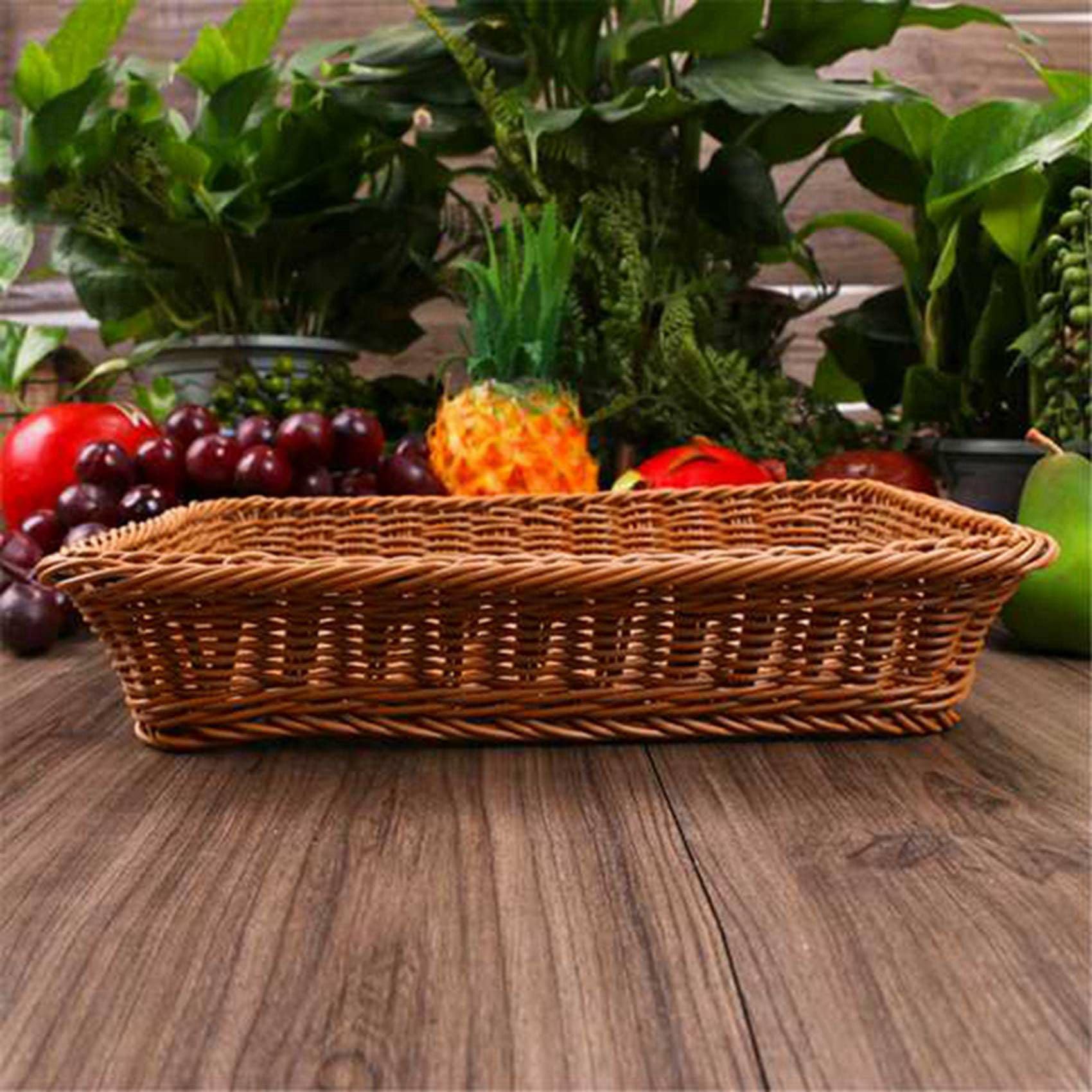 Cesta Rectangular de 10 Piezas para Mesa O Mostrador para Pan, Frutas Y Verduras Cestas de Mimbre para Mercados, Panadería
