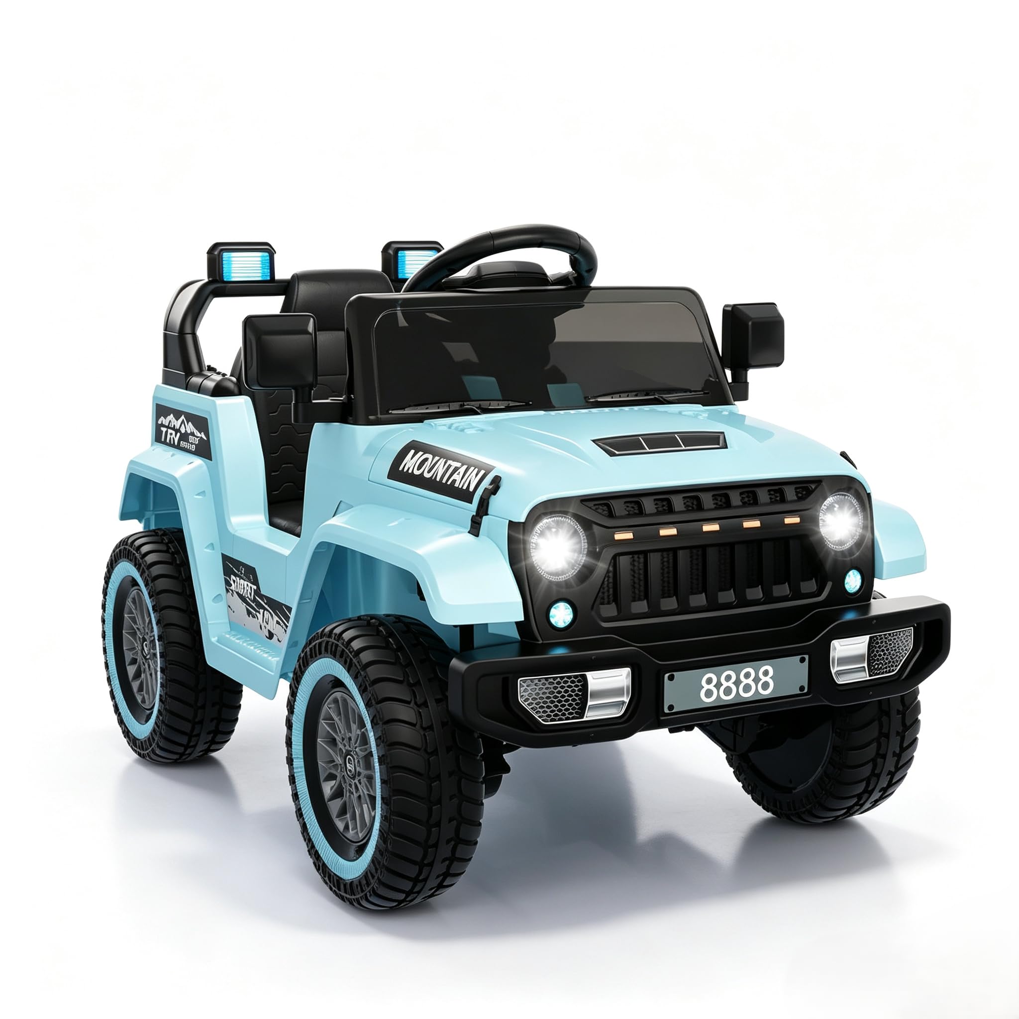 Auto Elettrica per bambini 12V blu doppio motore | 2 motori da 35W, telecomando genitori, cintura di sicurezza, musica wireless, sospensioni, fari LED, regalo sicuro