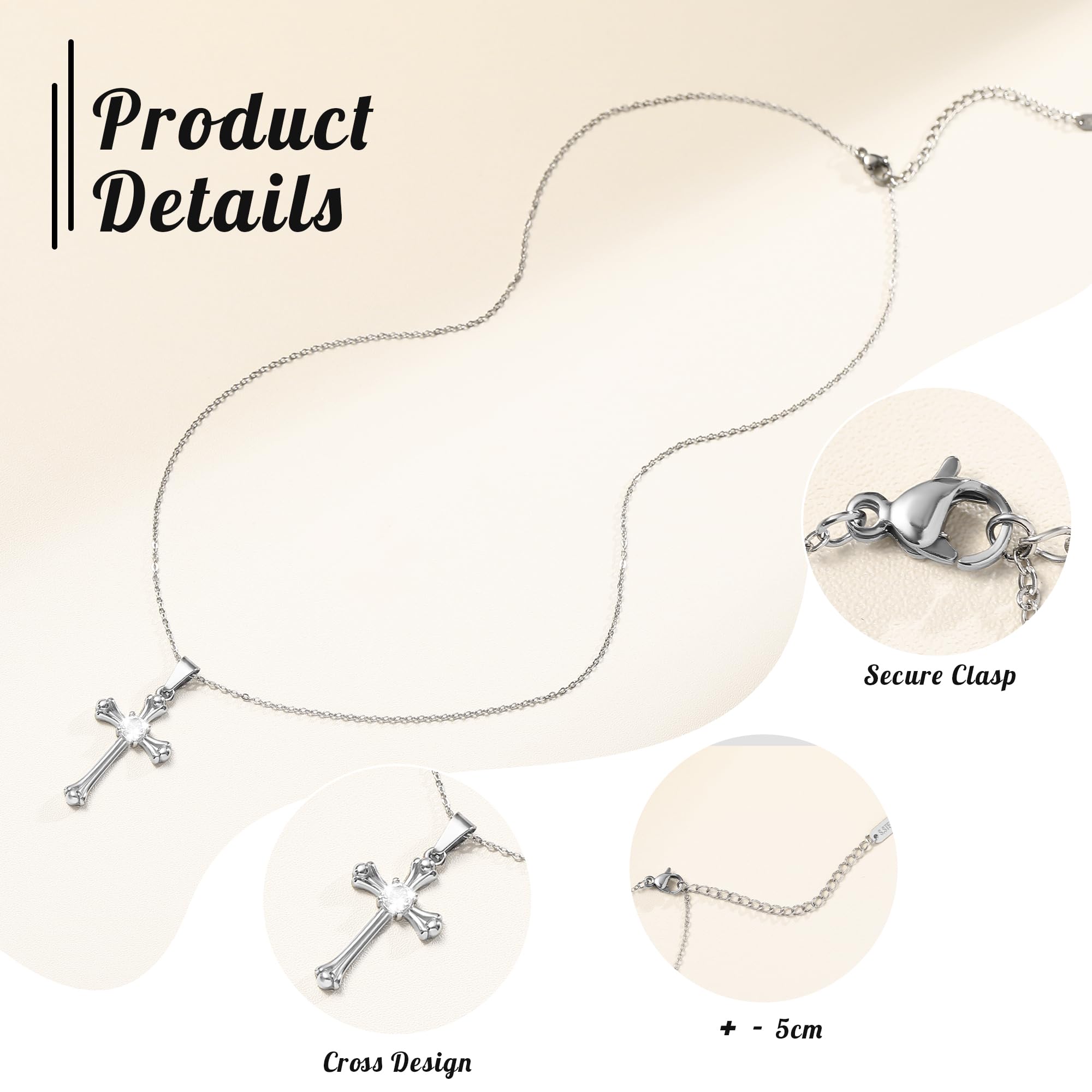 Bistfy Collana da Donna 18K Placcata in Oro con Zircone Ciondolo di Croce, 100% Impermeabile e Delicato Sulla Pelle, Doratura in Forno ad Alta Temperatura Senza Perdita di Colore