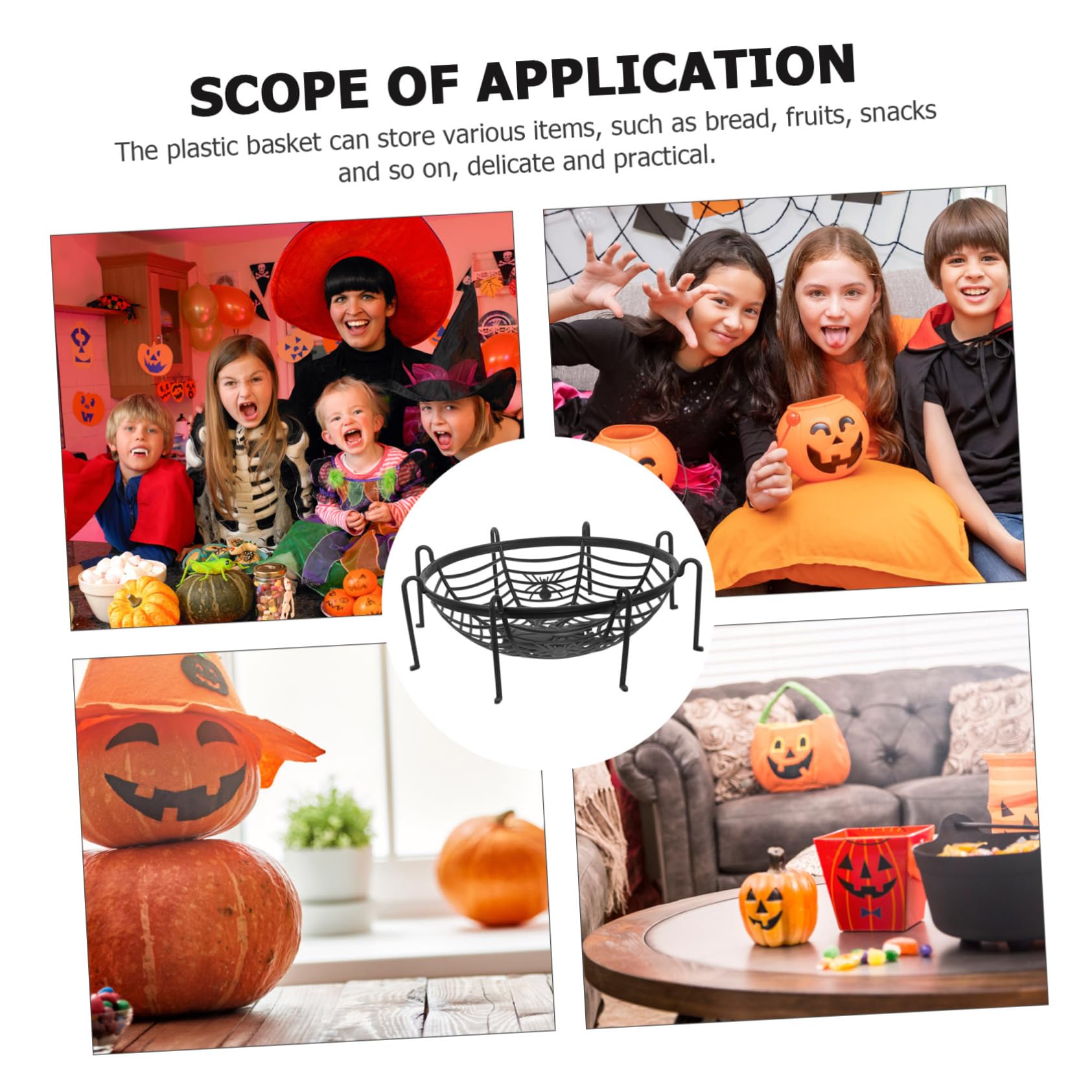 Didiseaon halloween spider web hamper storage basket fruit basket kitchen supplies food basket food serving plate home fruit plate snack containers food accessory plastic Cartoon candy plate