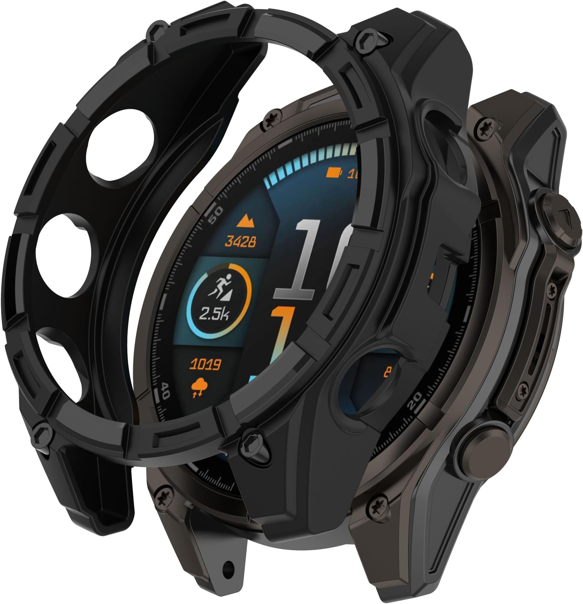 Compatible with Garmin Fenix 8 Solar 51mm Case Cover, Soft Anti-Drop PC Watch Case Cover Replacement Protective Cases for Garmin Fenix 8 Solar 51mm Watch (Black)
