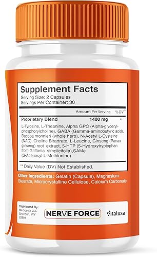 Miniatura 7 de NerveForce Cápsulas NerveForce con máxima fuerza avanzada para neuropatía, fórmula premium para la salud cerebral y apoyo de la memoria, cápsulas