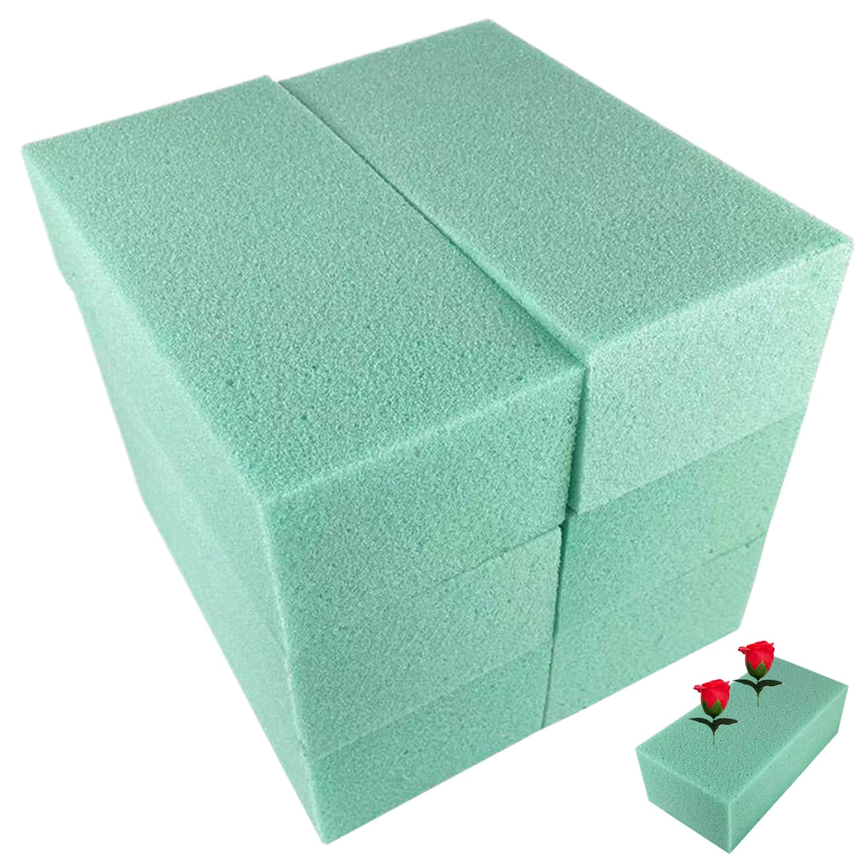 Odoukey Floral Foam Blocks 6Pcs (8.7x4.1x3''), Wet and Dry Florist Foam Brick Green for Flower Arrangements DIY Crafts, Florists