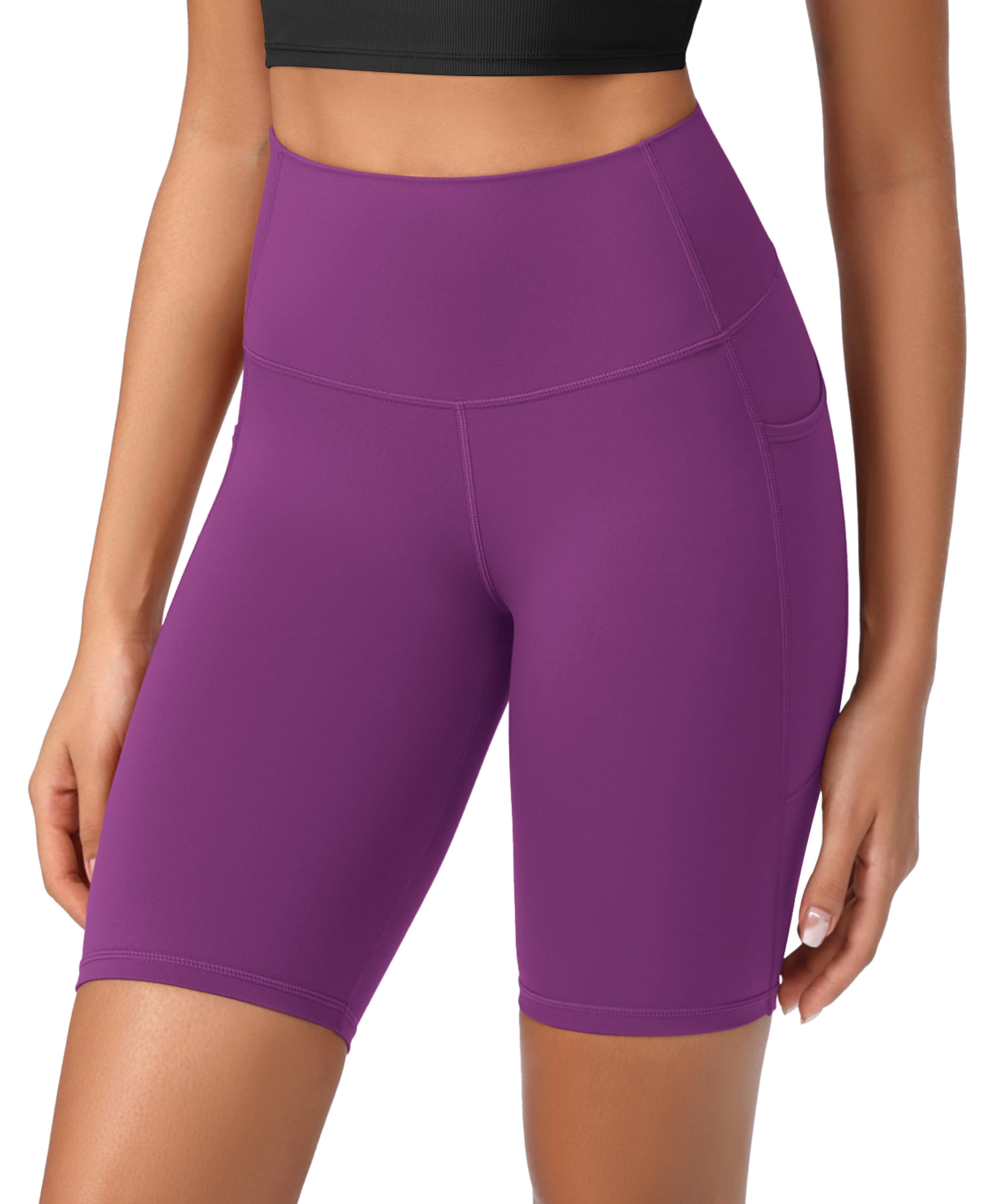 ODODOS Women's High Waist Lounge Yoga Shorts with Pockets, 4"/6"/8"/10" Buttery Soft Biker Shorts