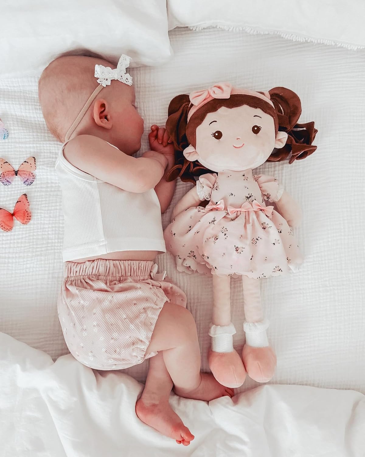 LeyaDoll Personalized Soft Baby Doll Toys (16''), My First Baby Rag Doll for 1 Year-Old Girl Birthday Gift, Christmas Plush Toys Gift for Toddler Kids Infants-Princess-Breeze-Brown