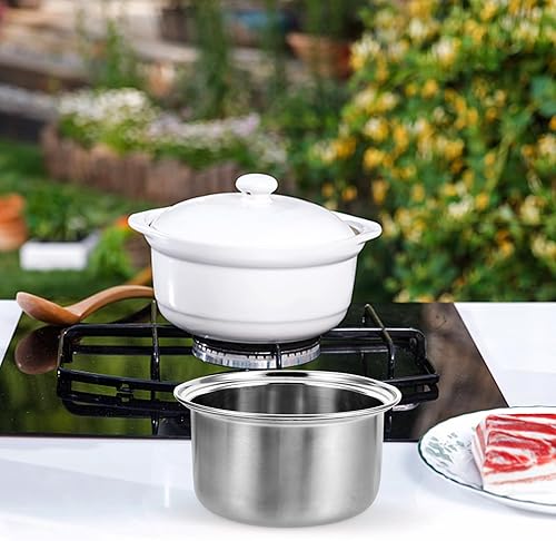 Miniatura 8 de UKCOCO Olla pequeña para olla caliente de acero inoxidable, olla de arroz antiadherente, olla para hacer arroz, sartén para cocinar arroz, tanque