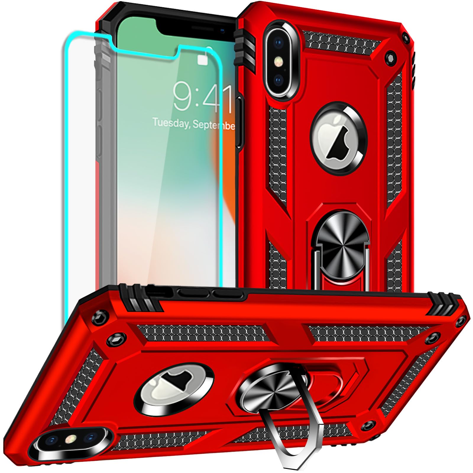 Coque Silicone Intégrale Pour IPhone X (iPhone 10) Rouge + Verre Trempé Inclus - Neuf - Marque Little Boutik