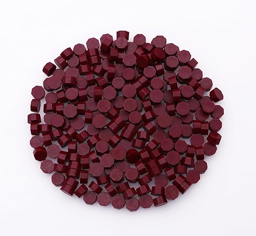 Miniatura 2 de 300 cuentas de sello de cera, cuentas de cera de sellado rojo carmesí, cuentas de sellado de cera octágono para sellos de cera, tarjetas,