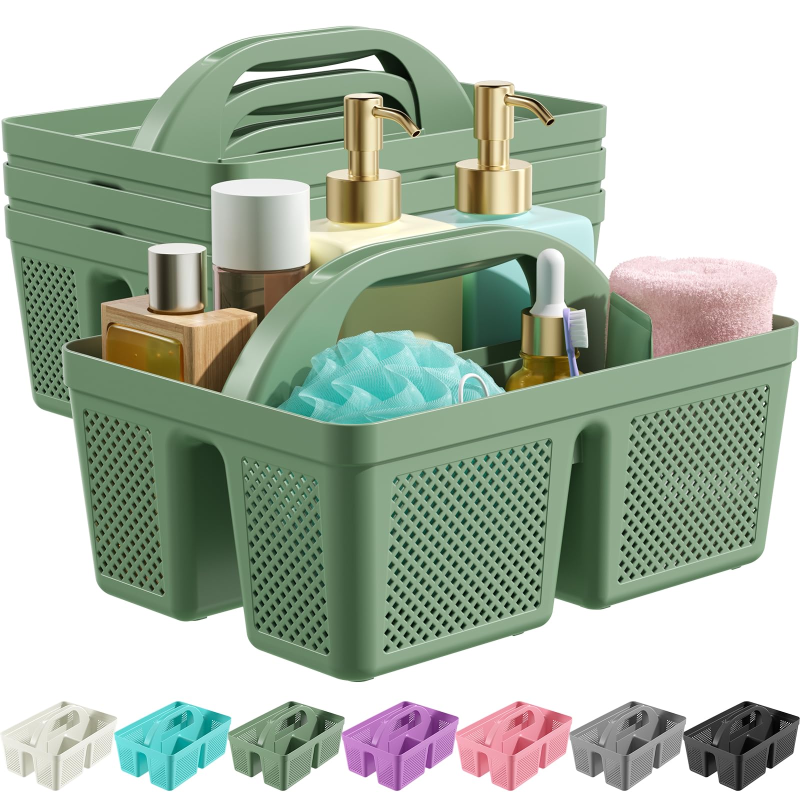 MLIKLU 4 Pack Portable Shower Caddy Integrated Handle Reinforced Plastic Quick-Dry Ventilation Holes Multi-purpose Storage Basket for Home