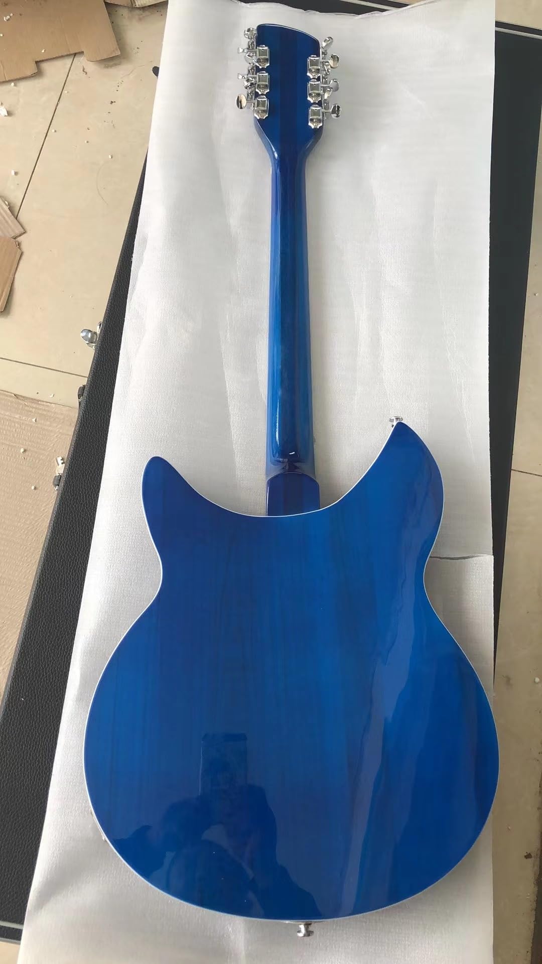 Guitarra eléctrica Jazz de 12 cuerdas, cuerpo arce semihueco, herrajes cromados, acabado brillante, entrega gratuita