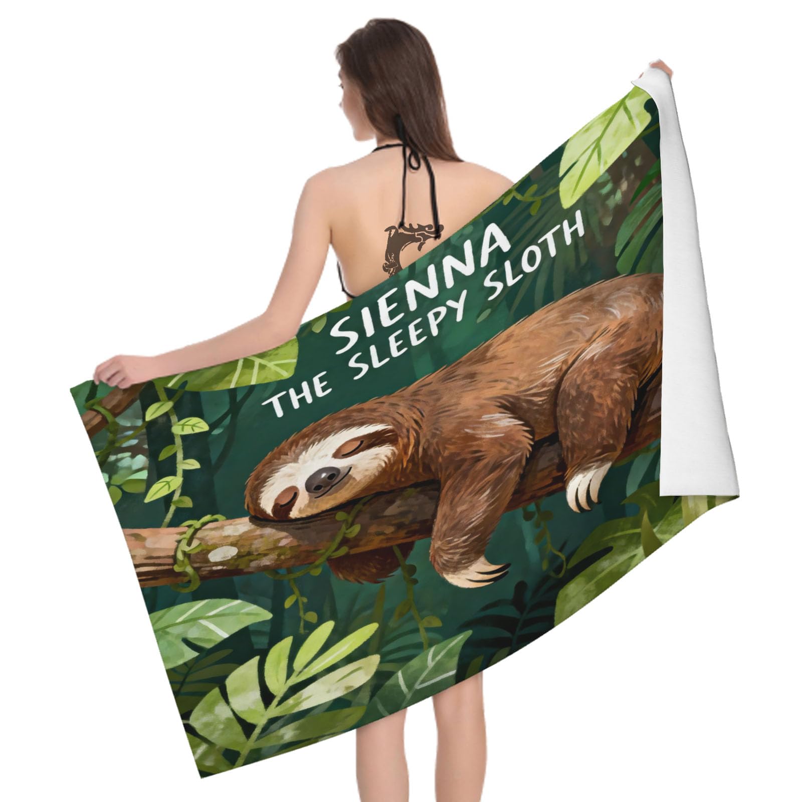 Leichong 3D Cartoon Sloth Beach Towel Large Microfiber Soft Quick Dry for Adults, Children Illustration Bath Towel Lightweight Soft Absorbent for Travel Swimming Pool Sports, 180 x 90 cm