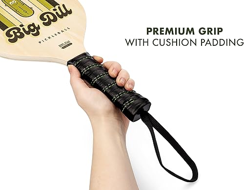 Miniatura 7 de Big Dill Pickleball Superstar Pickle Ball - Juego de 4 paletas de madera, paquete de 4 palas de pickleball, 4 bolas de pickleball y bolsa para