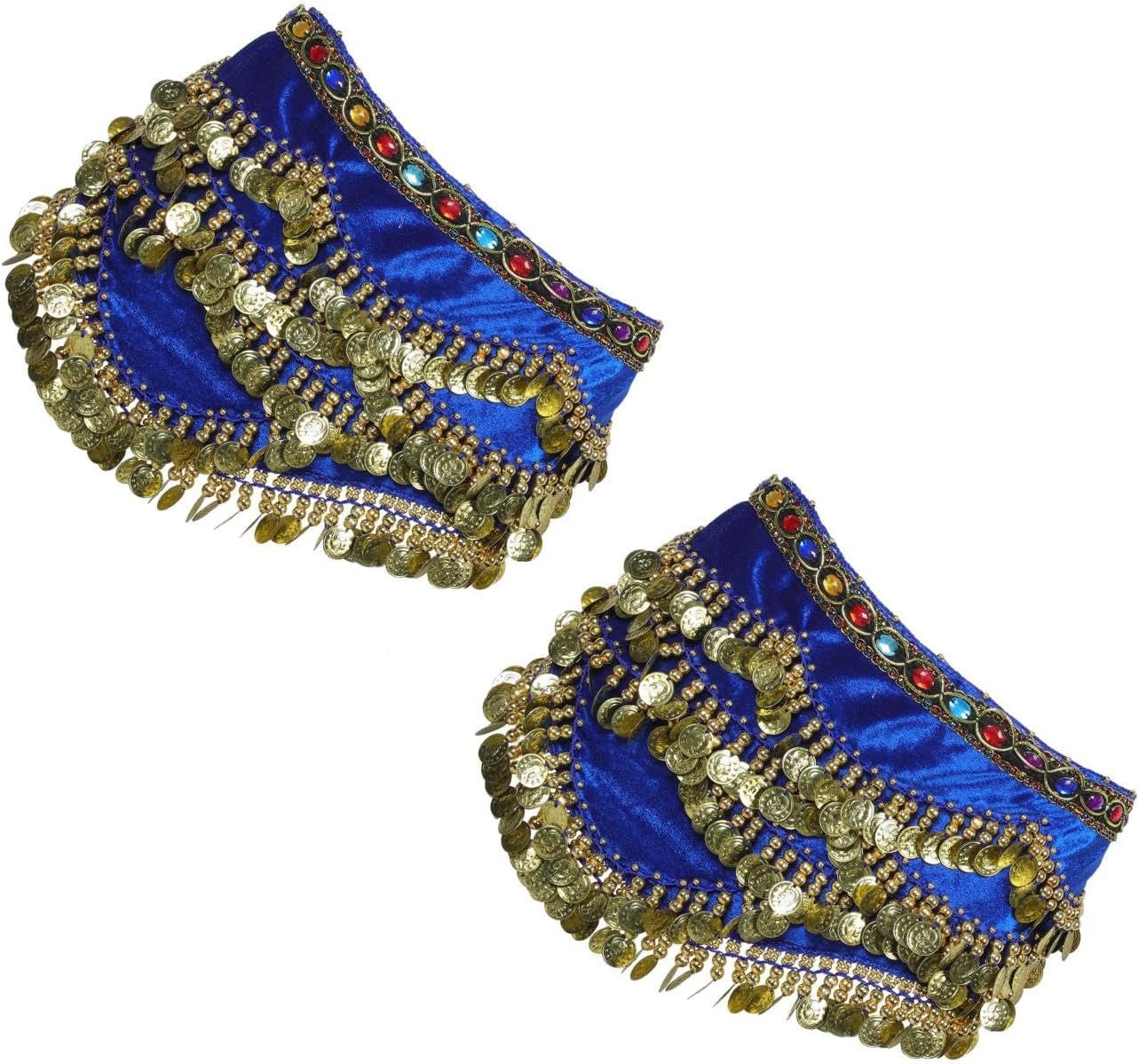 LUOZZY 2pcs Belly Dance Hip Scarf with Coins for Women Performance Costume Accessory