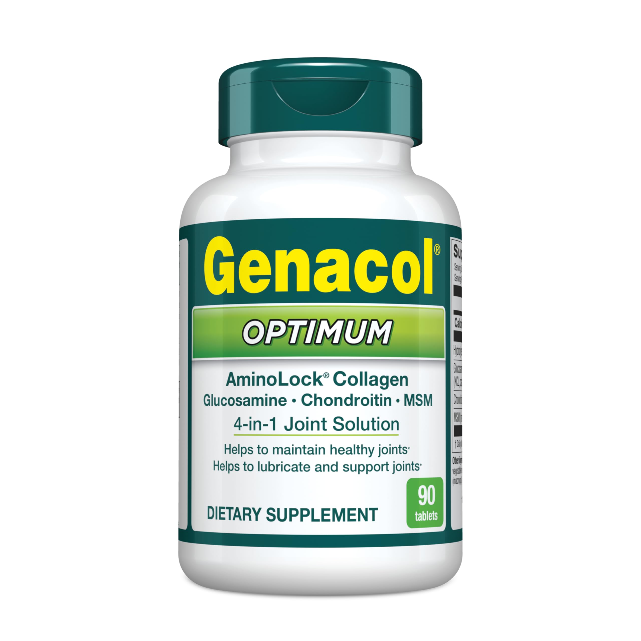 Genacol Optimum – Glucosamine, Chondroitin, MSM and Ultra-Hydrolyzed Collagen Tablets, Maintains Healthy Joints, Protects & Lubricate Cartilage, 90 Tablets (30-Day Supply)