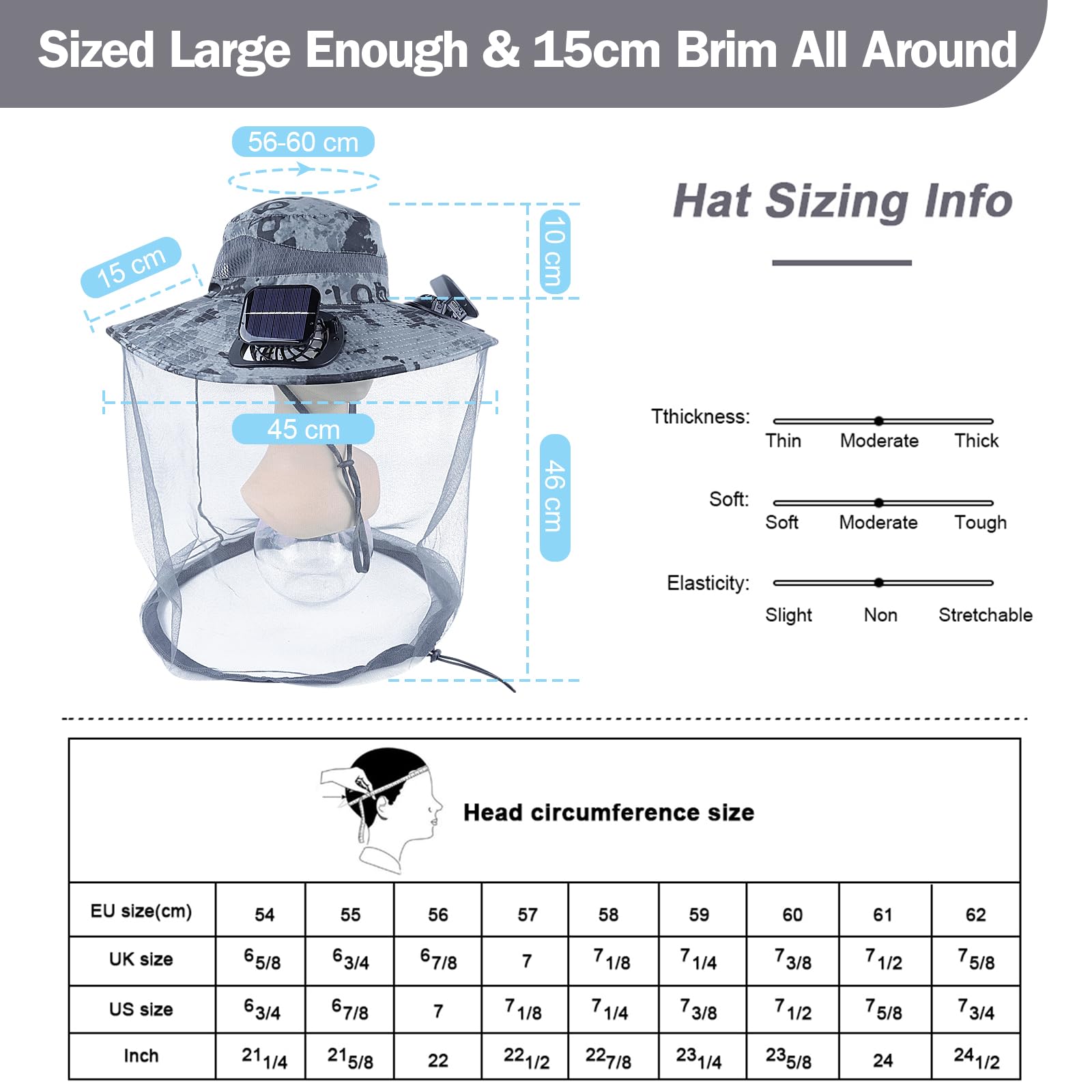 Cappello a rete per zanzara, ad asciugatura rapida, con rete per zanzare, per uomini e donne, per la giungla, protezione contro zanzare, insetti, insetti, api, zanzare, per attività all'aperto, pesca,