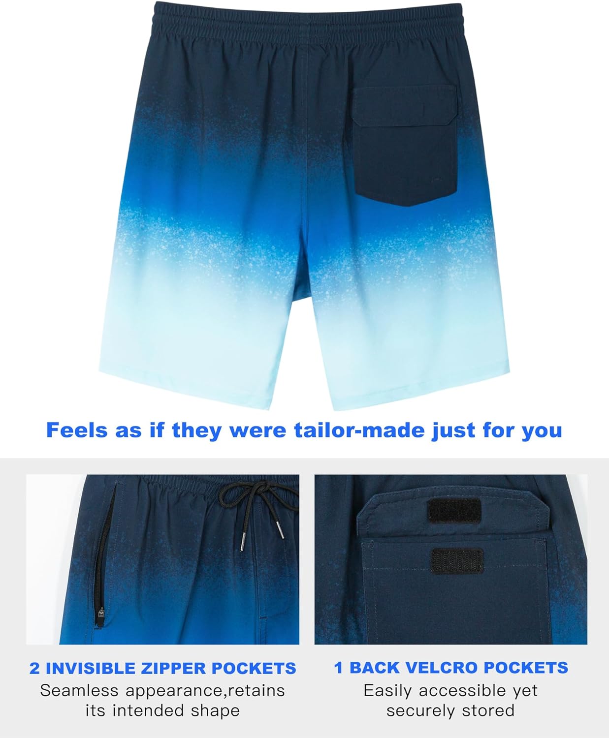 SURF CUZ 9" Mens Swim Trunks with Compression Liner Bathing Suits 2 in 1 Stretch Zipper Pockets Quick Dry