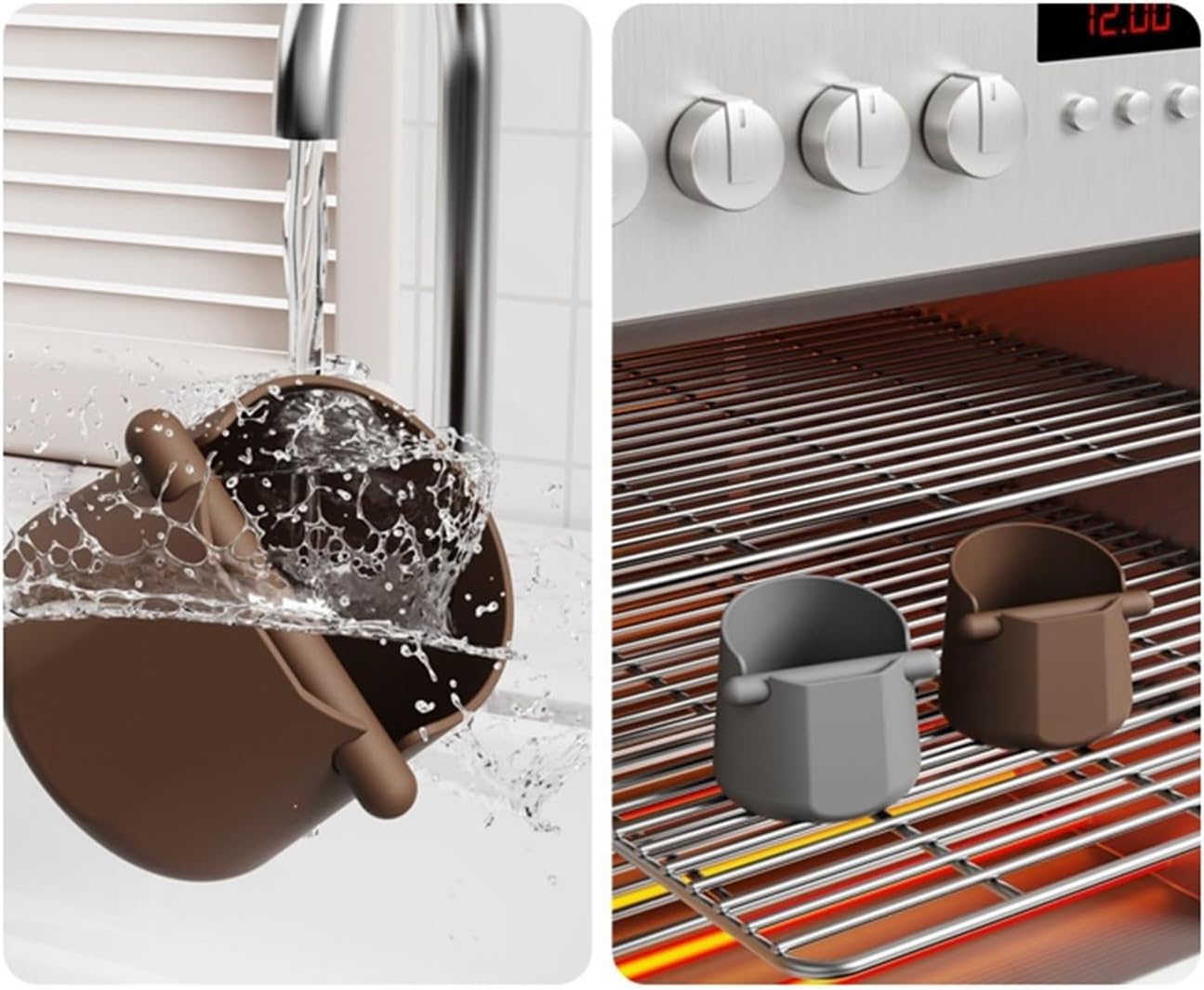 Mini Silicone Coffee Knock Box Espresso Grounds Collection Tool Barista Essential(Gray)