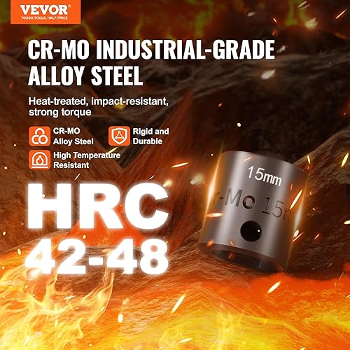 Miniatura 9 de VEVOR Juego de llaves de impacto de 34 pulgadas de 29 piezas, enchufes de 6 puntos, construcción resistente, CR-M0, juego de llaves de 34 pulgadas