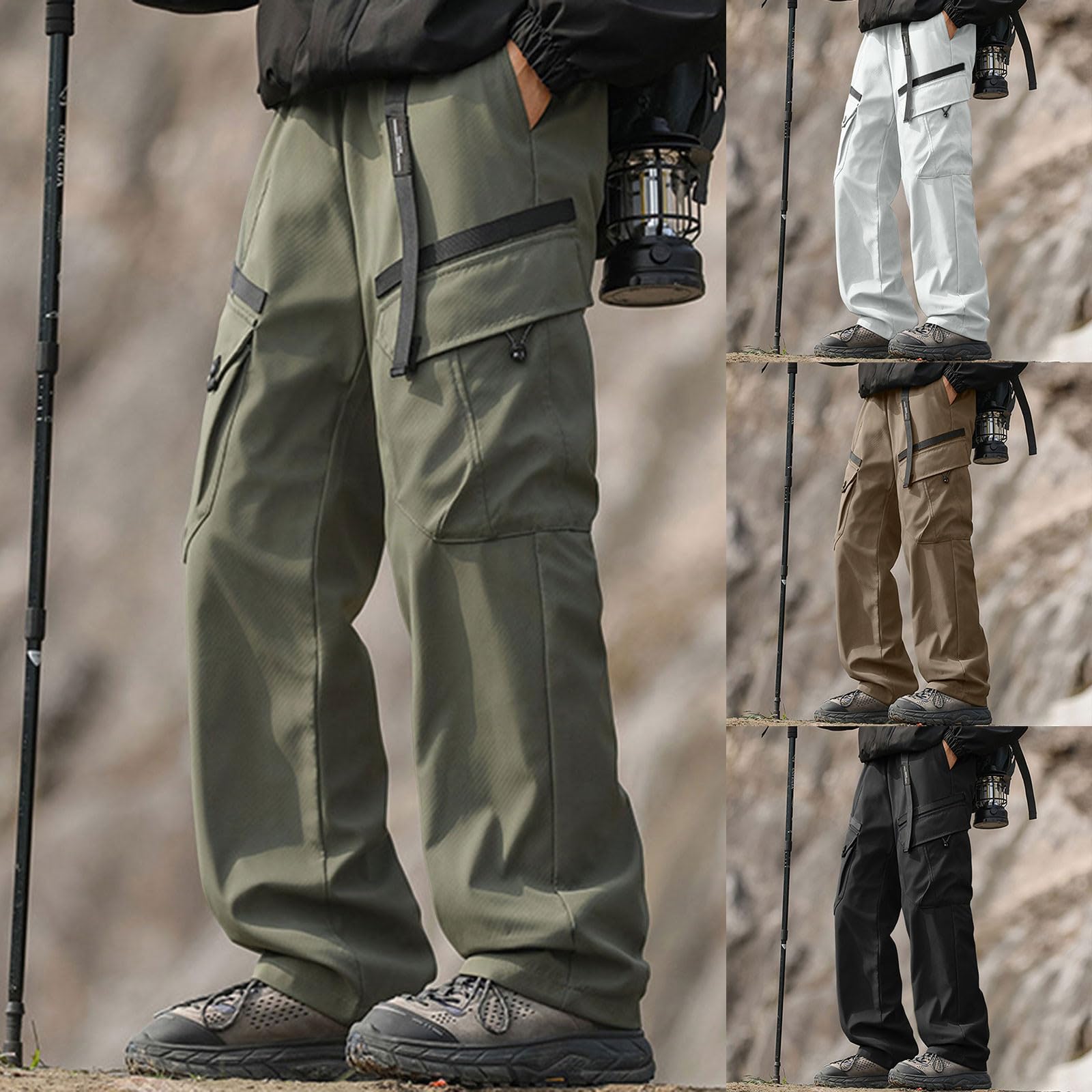 Generico Pantaloni da Lavoro Uomo Invernali Termici Impermeabili Pantaloni Multifunzione per Trekking,Morbidi Elastici Antivento Pants da Sci Uomo Baggy Piumino D'Anatra Staccabile in Y2k