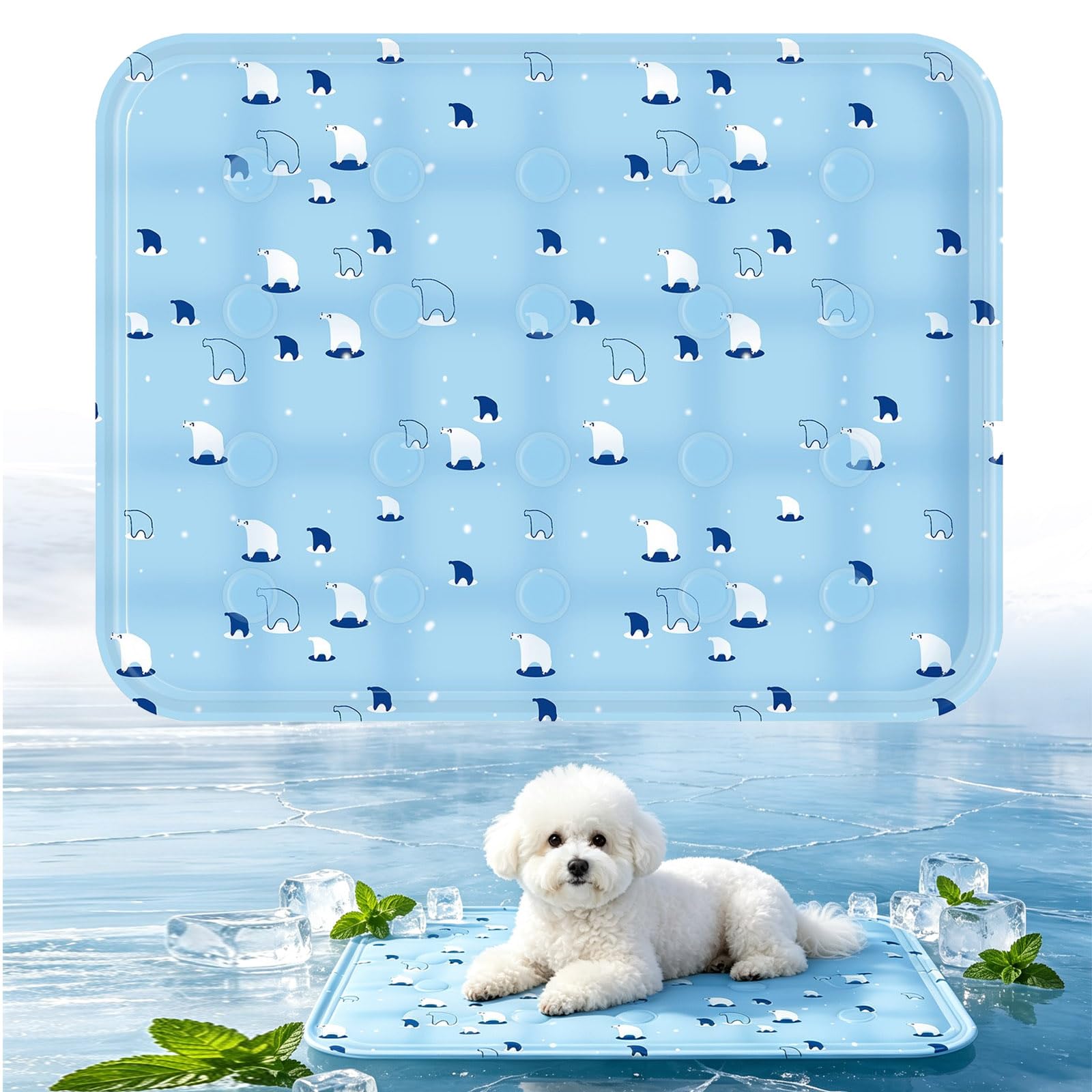 Pet Cooling Mat, 2026 New Non-Toxic Pet Cool Pad Bed Cushion for Dogs, Cats, and Rabbits, Anti-Scratch Foldable Soft Mat for Crate Floor Sofa, Heat Relief Mats with Cute Print in Hot Summer