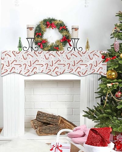 Miniatura 4 de Bufanda de Navidad para chimenea, bastón de caramelo, mantel de mantel, bufandas blancas y rojas para invierno, cubierta de mantel para sala de