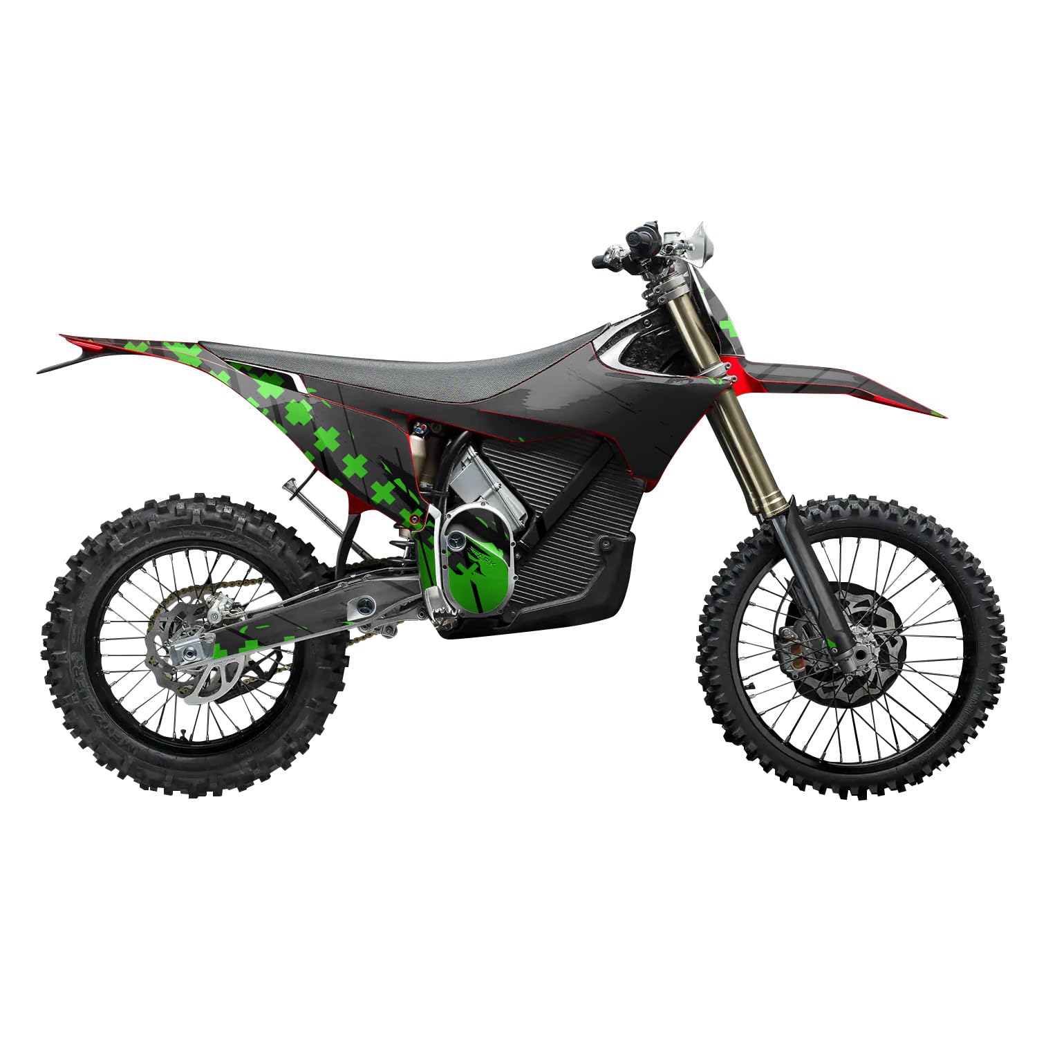 Stark Varg MX 2023-2025 Graphics Kit Wrap - Grunge Cross Green - Varg MX Skin - Premium 3M Vinyl Protective Wrap Decal Cover - Easy to Apply | Crafted in The USA by MightySkins