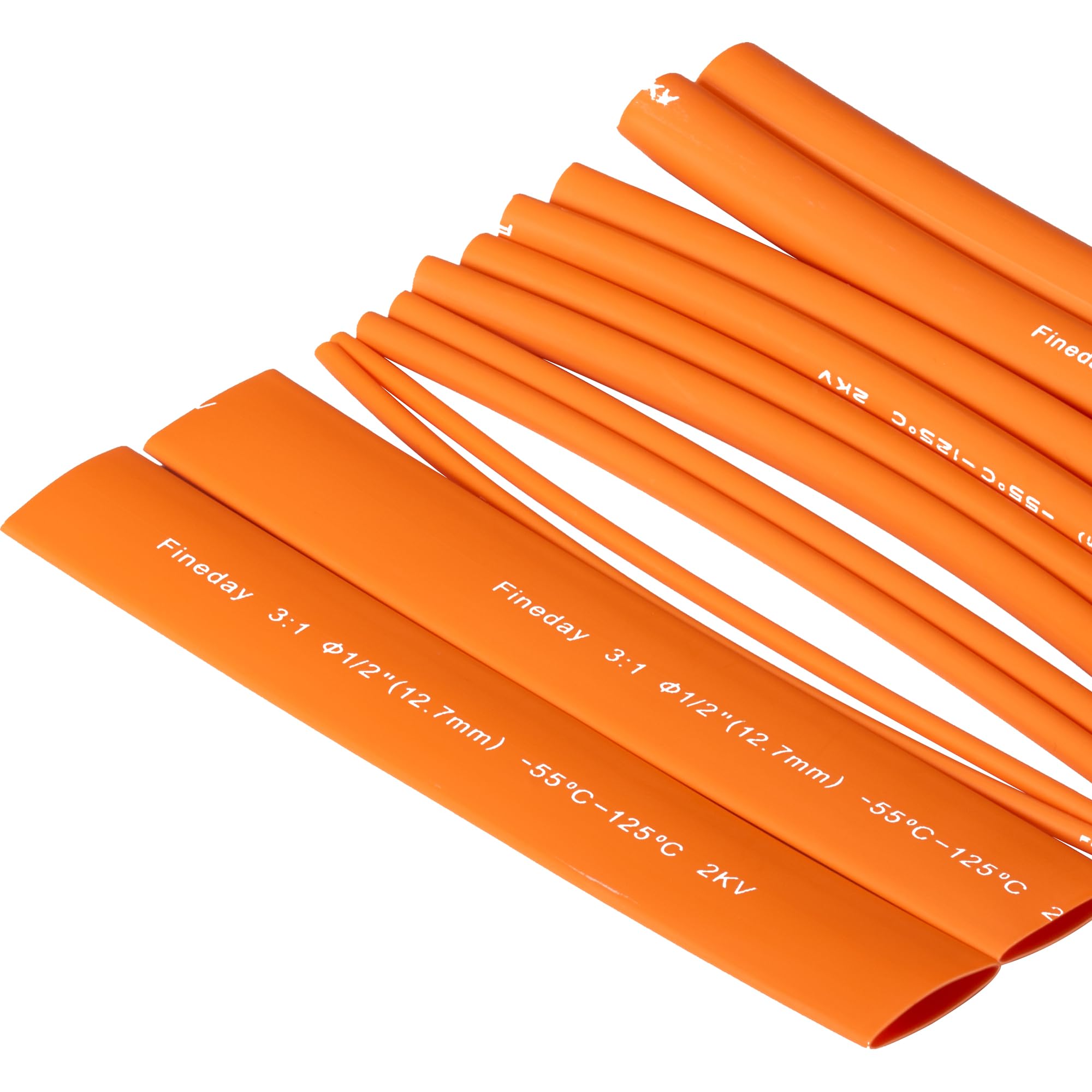 Fineday 6 Sizes Heat Shrink Tubing Kit, 3:1 Ratio Adhesive Lined (1, Orange, 1ft Each Size (0.5ft * 2))