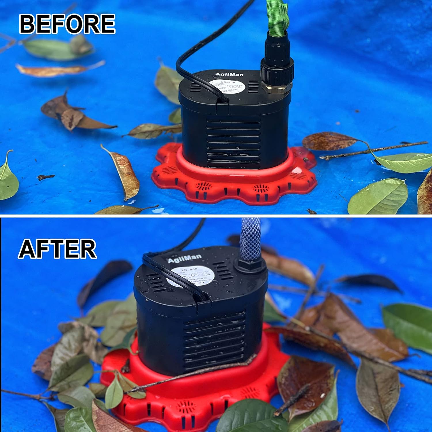 AgiiMan Pool Cover Pump with different hose adapters