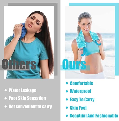 Miniatura 7 de Paquete de 2 envolturas refrescantes para el cuello, compresa fría y caliente para lesiones, paquete de hielo reutilizable para el cuello, paquete