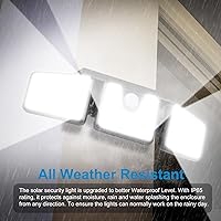 Vista 6 de AmeriTop Solar Lights Outdoor, 2 Pack LED High Brightness Cordless Solar Motion Sensor Lights; 3 Adjustable Heads, 270° Wide Angle Illumination