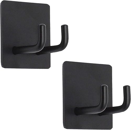 Miniatura 10 de Ganchos de ducha, ganchos adhesivos de pared para colgar llaves, sombreros, ganchos adhesivos de baño, ganchos negros para toallas, paquete de 4