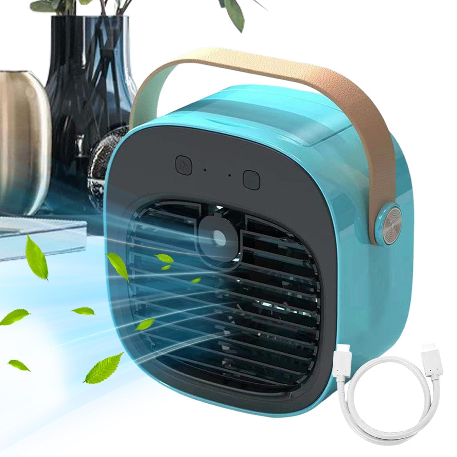 Ventilatore Scrivania Portatile 3 velocità USB ricaricabile silenzioso | Ventilatore da Tavolo con Nebulizzazione d'Acqua per piano di lavoro, camera da , comodino, ufficio domestico, viaggi,