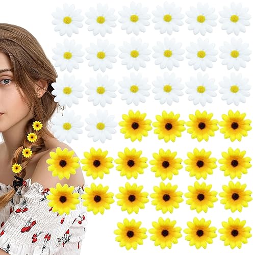 40 pinzas para el cabello con margaritas, pinzas laterales de flores dulces, pequeñas horquillas de flores para el cabello, accesorios para damas de
