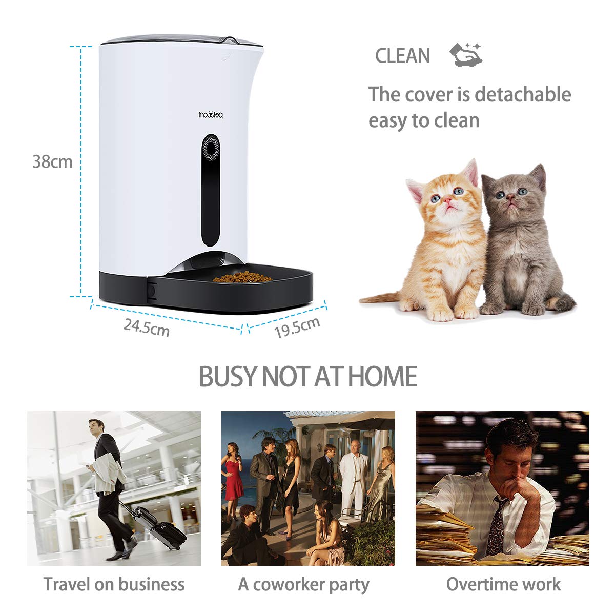 PETCUTE Distributore Automatica per Cani distributore di Cibo per Gatto mangiatoia Automatica per Cani Programmazione Registra Voce Timer Digitale 4.3L