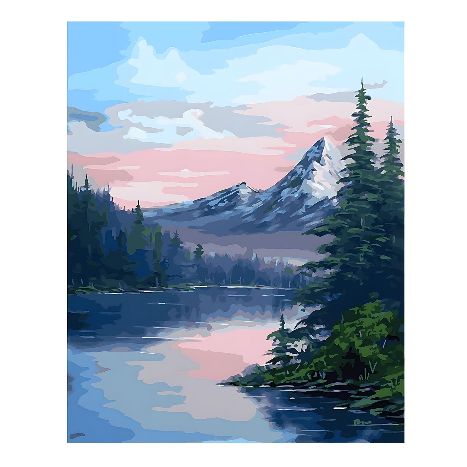 Joyzzz Paint by Number for Adults, 40x50 cm Paints by Numbers Kit with Paint Brushes, Mountains Sunset Paint by Numbers Kit for Adults with Acrylic Pigment No-include Framed for Adults Kids (A)