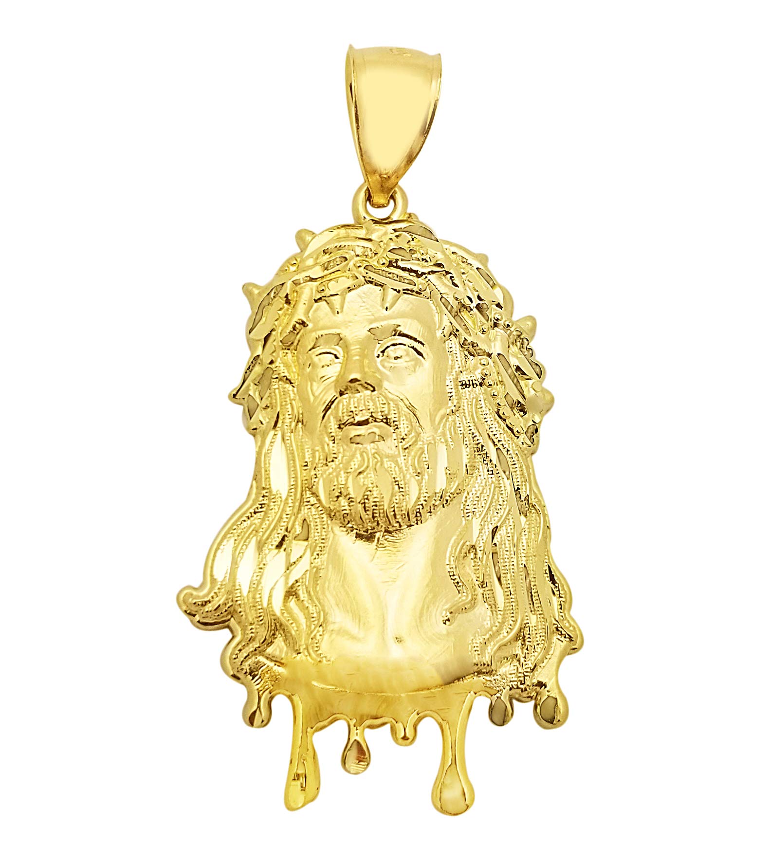AMZ Jewelry 10k Yellow Gold Jesus Pendant for Mens Necklace Jesus Face Charm