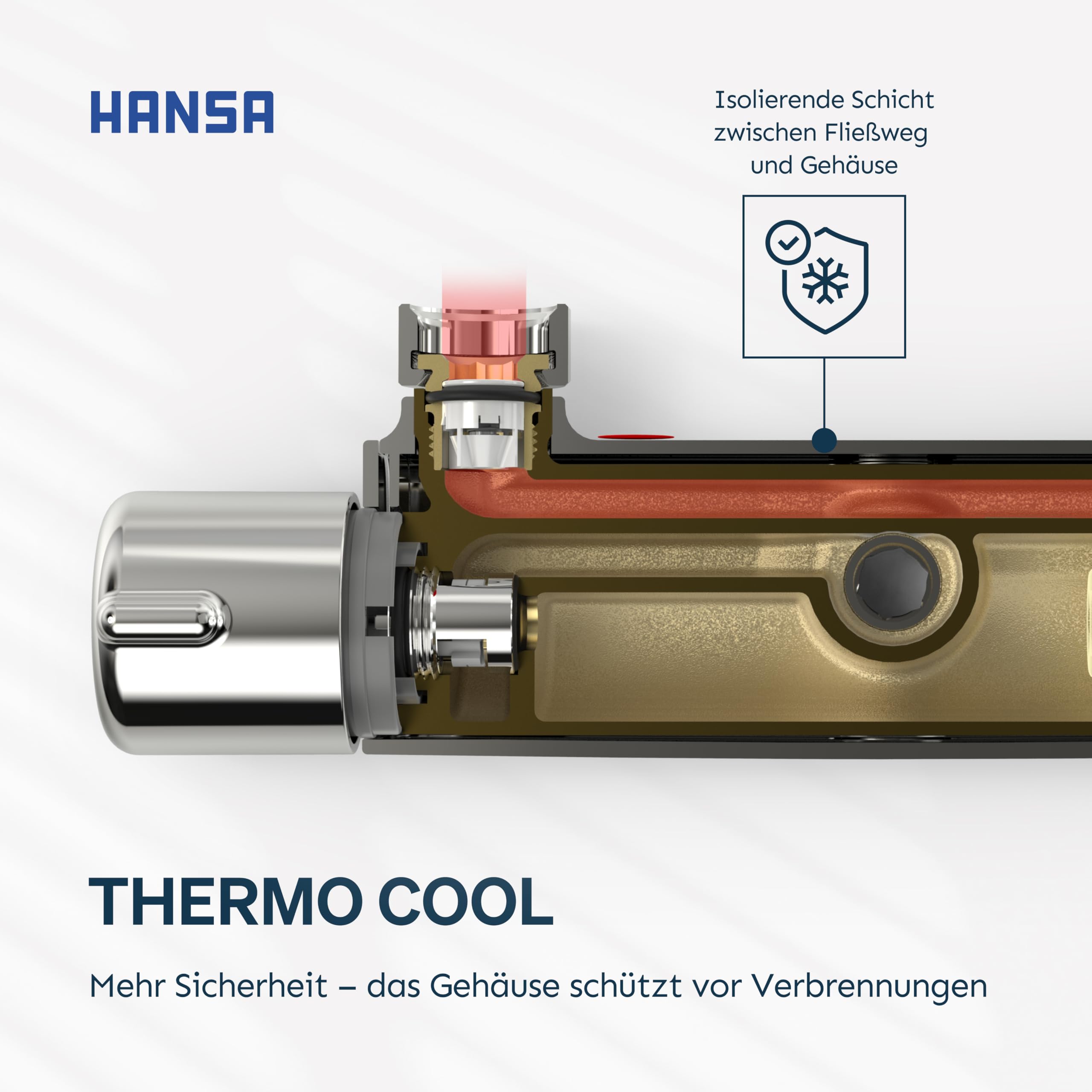 HANSA MICRA Duschsystem | Duscharmatur Komplettset aus Thermostat, schwenkbarer Regendusche, Duschkopf mit Schlauch und wasserführender Duschstange | Kopfbrause & Handbrause mit 3 Strahlarten | Chrom