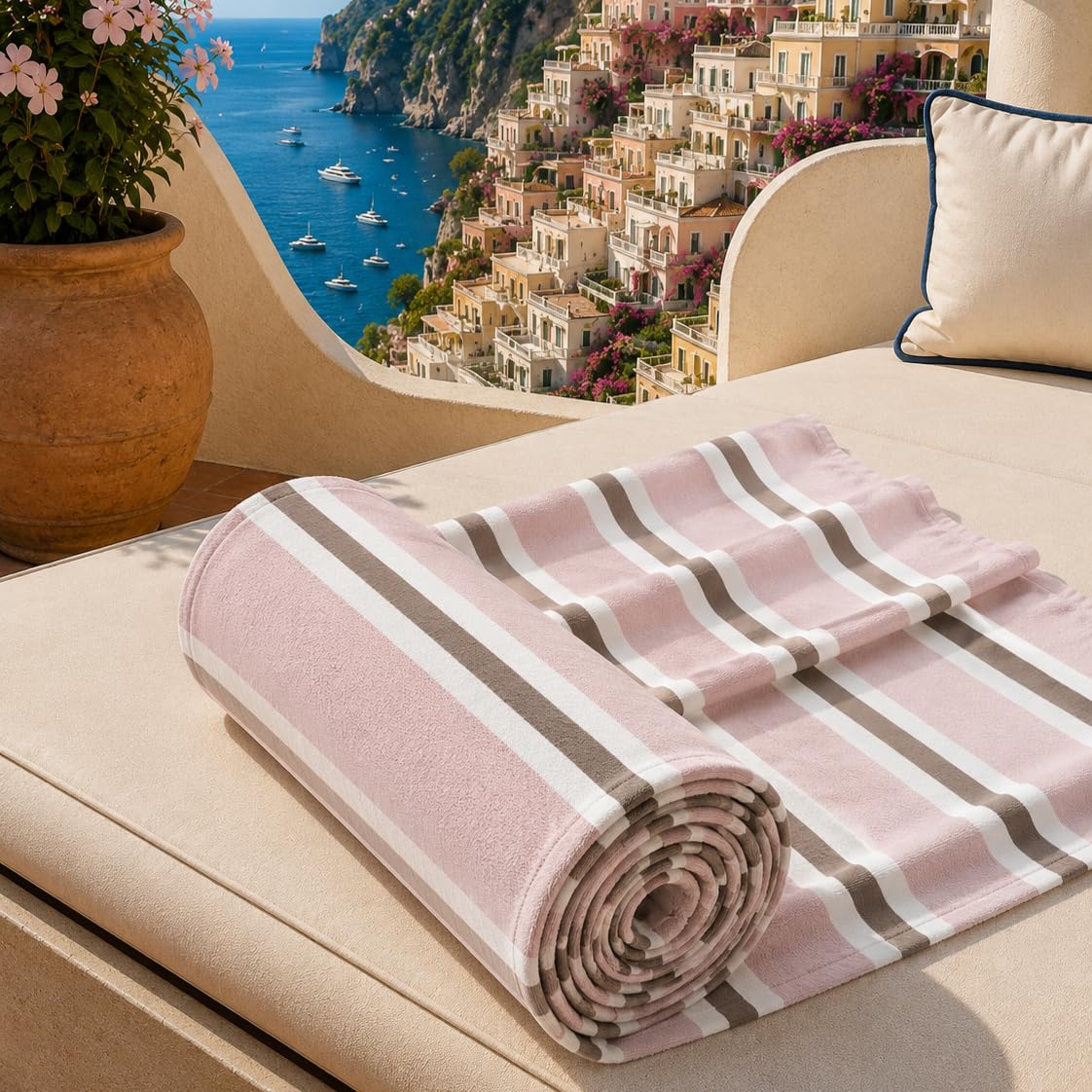 PETTI Artigiani Italiani - Microfibre Beach Towel, Beach or Pool Towel, Beach Towel, Large 90 x 180 cm, Millerighe 28