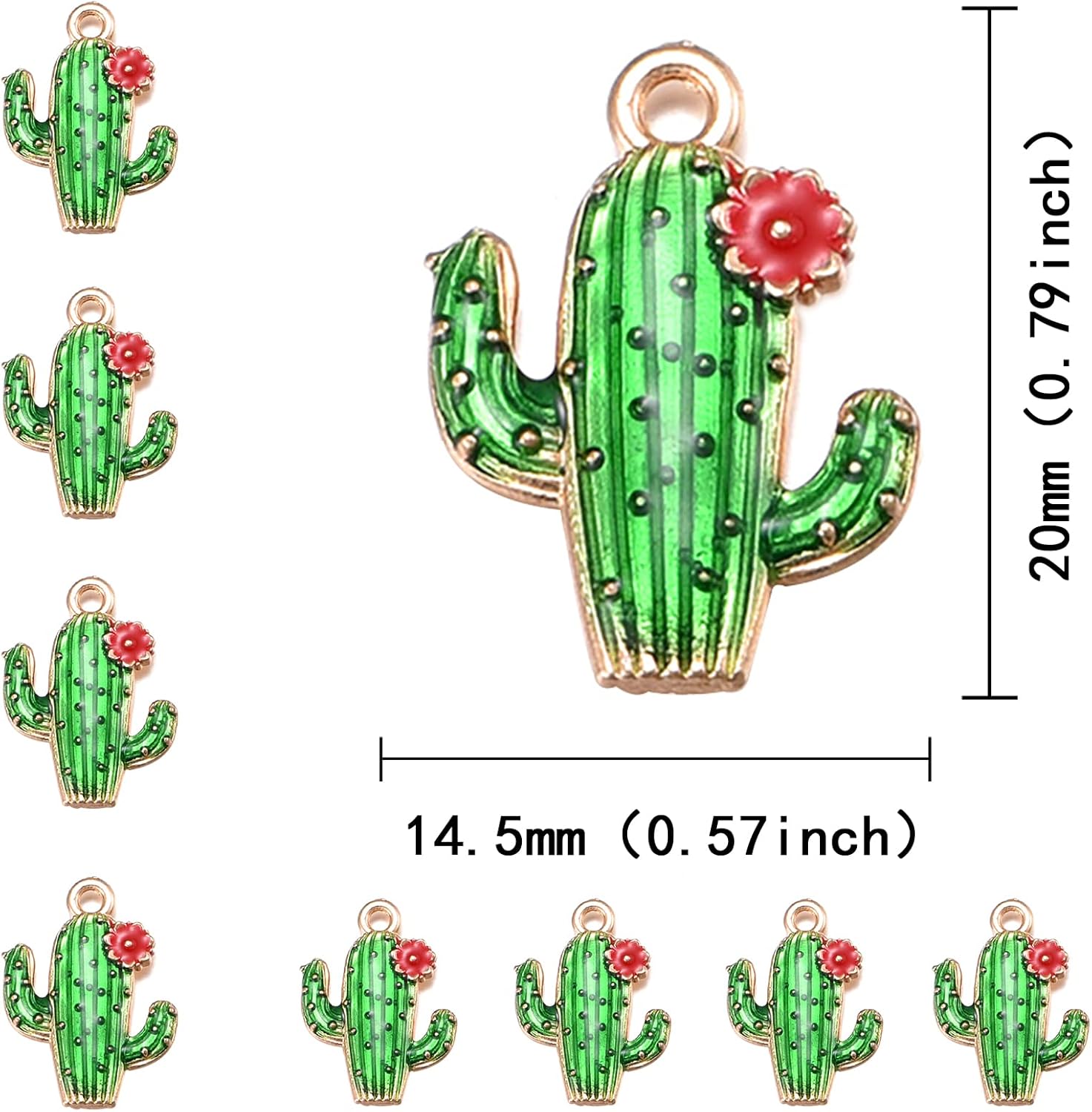 30Pcs Alloy Enamel Cactus Pendants Tropical Summer Desert Plant Charms For Jewelry Making Earring Necklace Bracelet Keychain Bag Decor - Image 2