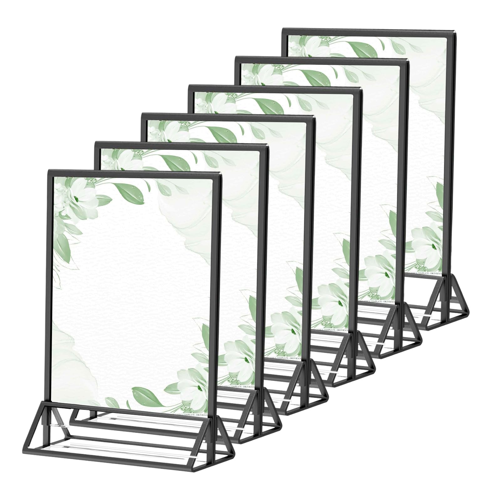 DiiWmme 6 Pcs Clear Acrylic Sign Holder, L Shape Price Tag Display Stand 5 x 7 Inch, Slanted Brochure and Photo Frame Holder for Restaurant Menu, Office Desk, Shopping Malls (Black 5x7inch)