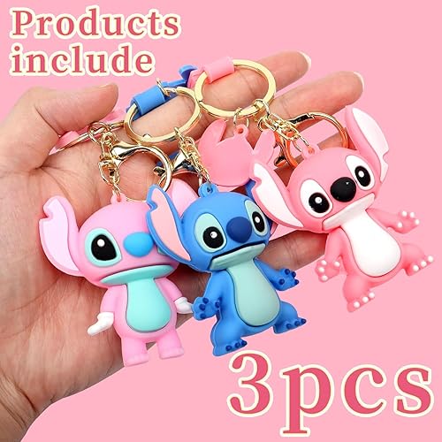 Miniatura 4 de HTPARY Llavero de puntada para niños, 3 piezas, llavero de dibujos animados, regalo para niñas y niños, llaveros para regalos de cumpleaños y
