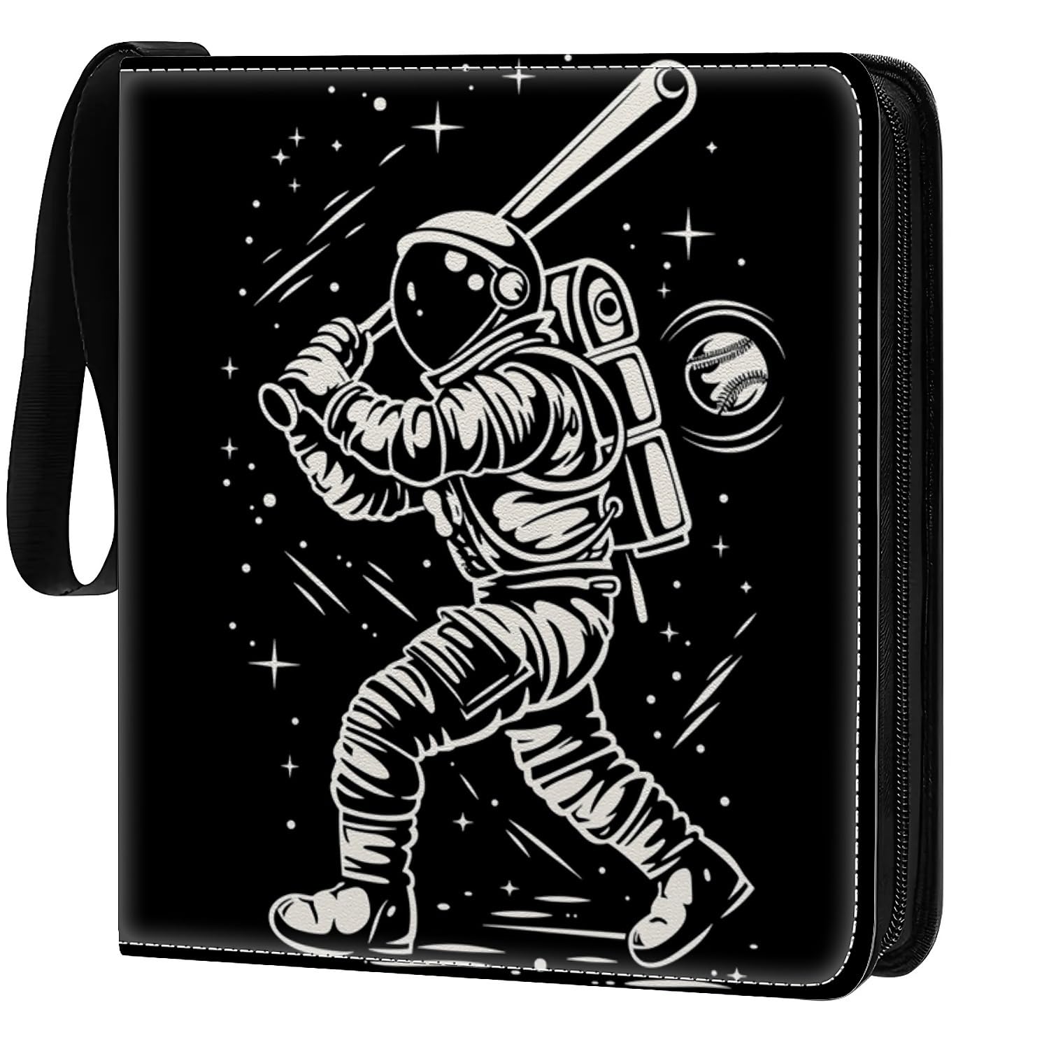 Raccoglitore di carte 900 tasche, 50 maniche grande raccoglitore porta carte collezionabili 9 tasche, organizer per album, custodia protettiva per raccoglitore, regalo spaziale, baseball, nero