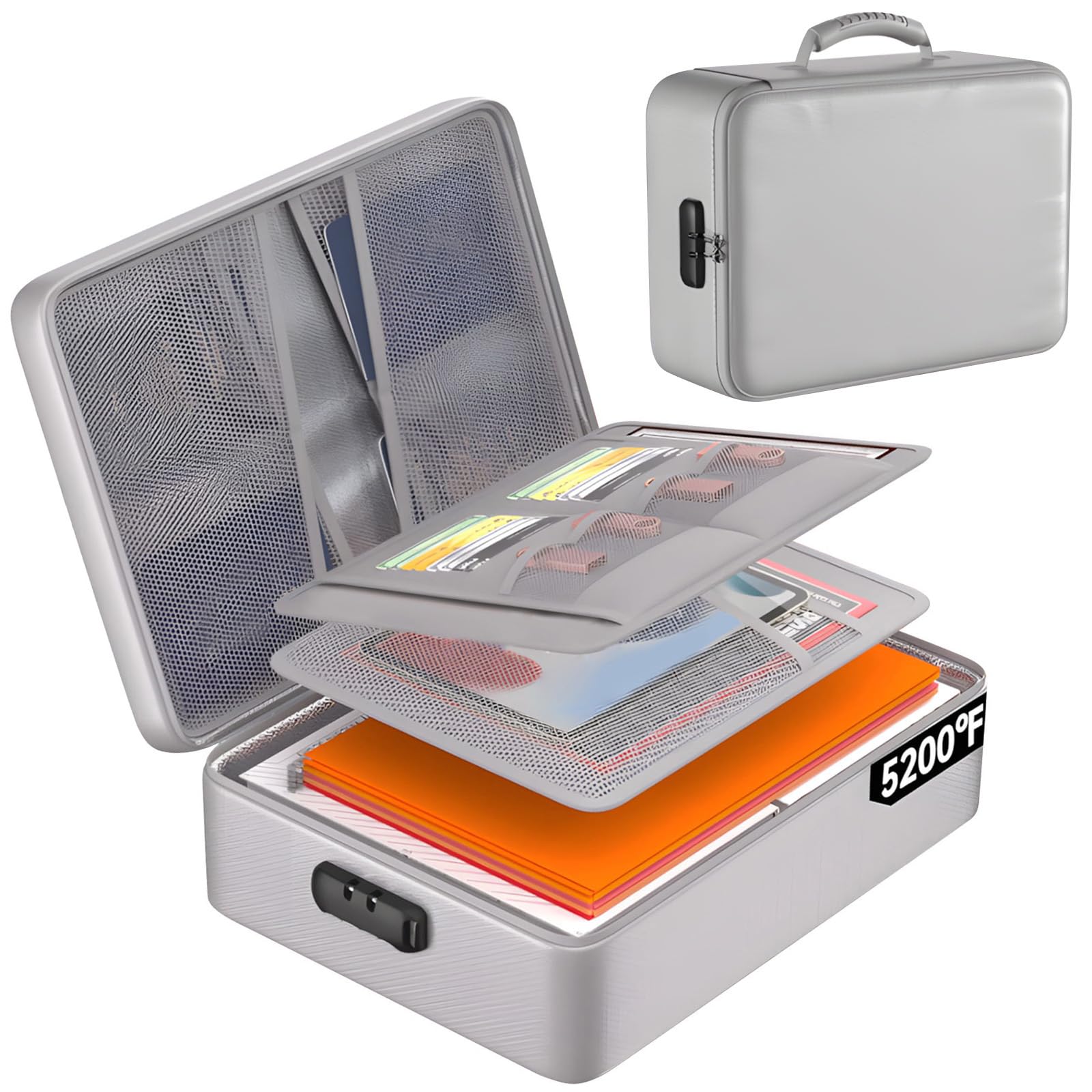 Piceioep Multifunctional Water Resistant Document Holders Box Organizers for Home Car Travel Efficient Storage Solution for Files Electronics Fireproofs Document Box